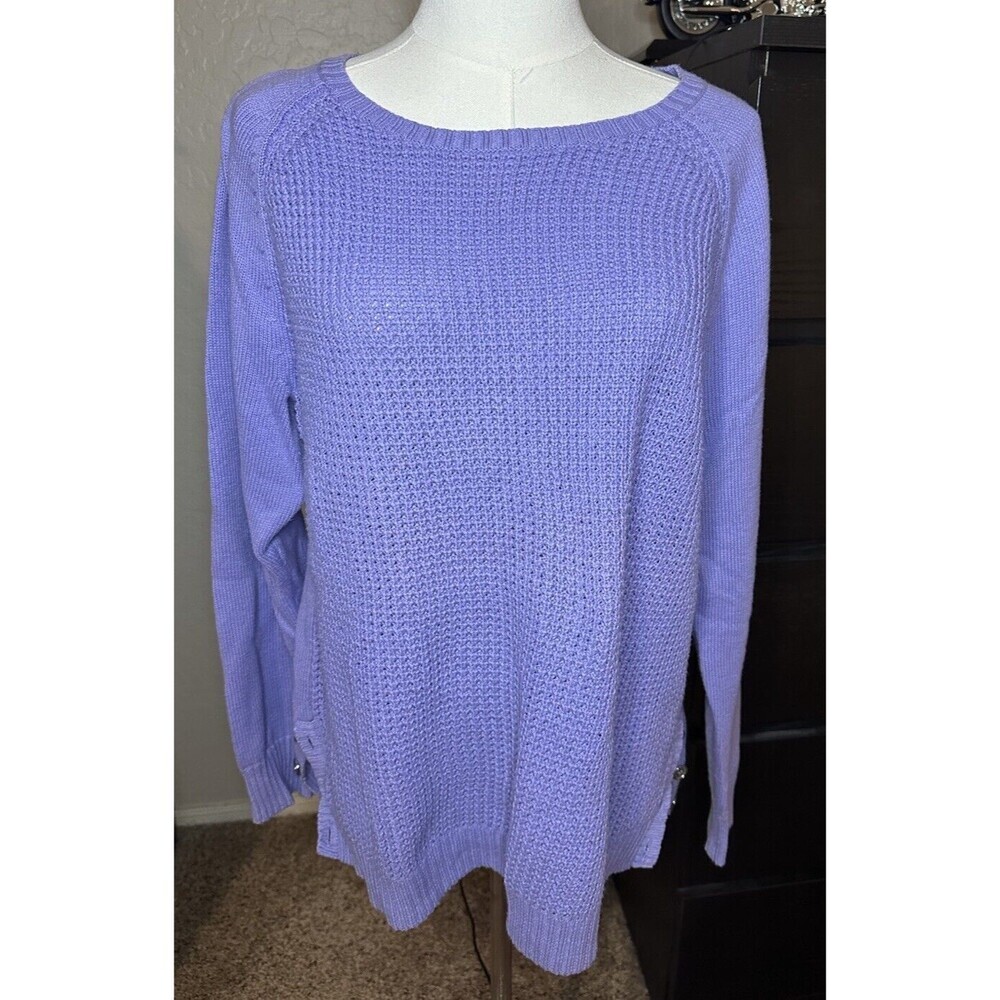 Karen Scott Women's Textured Tunic Sweater Size‎ L Purple Color